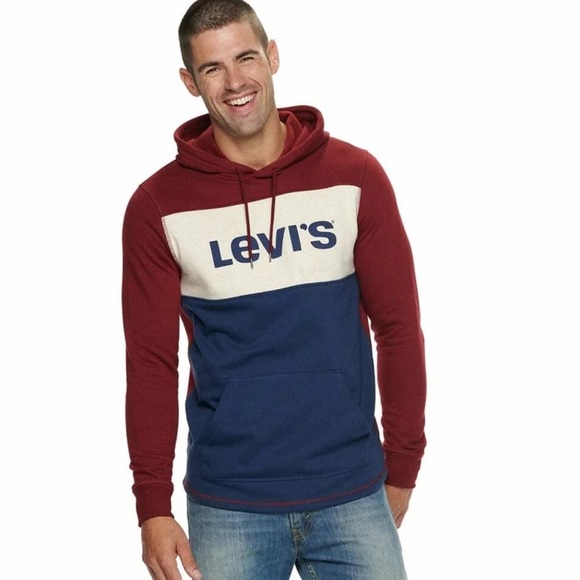 Levi's Men's Red and Blue Hoodie - Picture 1 of 9